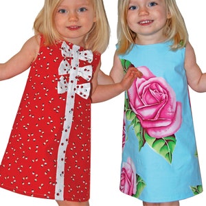 A-line dress pattern for toddler, girls. Sewing PDF pattern for children. Sizes: 2 years to 12 years.