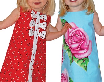 A-line dress pattern for toddler, girls. Sewing PDF pattern for children. Sizes: 2 years to 12 years.