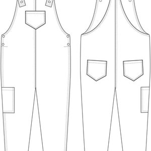 DUNGAREE PDF PATTERN, 3y-13y, for boys and girls. Overall shortall sewing pattern. 3y-13y image 4