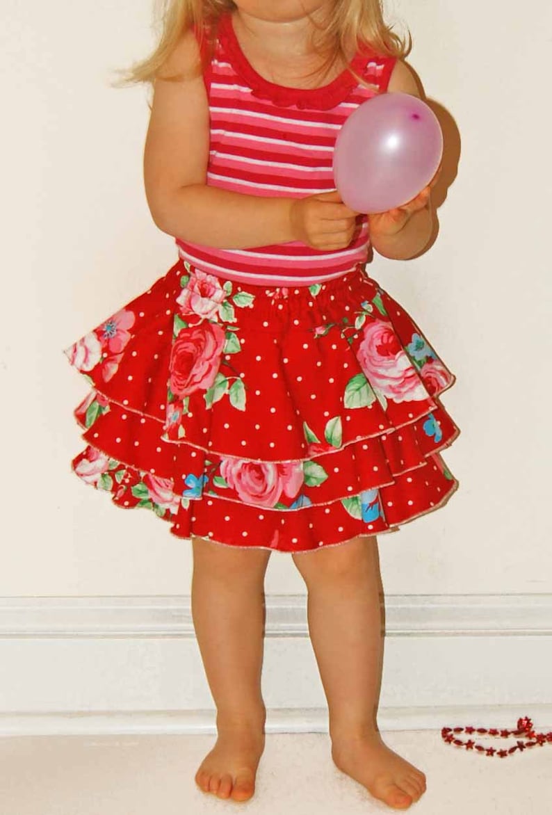 Skort shorts patroon voor meisjes en peuters. Rok naaien pdf-patronen voor peuters, kinderen. Maten: 12m-12j afbeelding 5