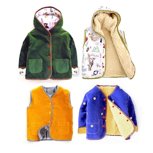 Princeton PDF baby sewing pattern, hooded coat, jacket, hooded vest, gilet. 0m-6y
