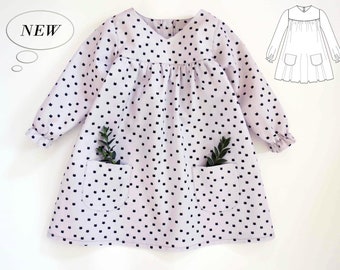 Baby dress PDF pattern for girls, newborn, infant, toddler. Sewing PDF pattern.