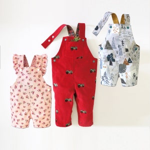 Baby romper pattern for newborn, infant and toddler. Sewing PDF overall pattern. Sizes: 0 months to 2 years.
