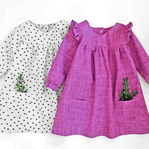 Annushka baby dress pattern, toddler girl PDF sewing pattern . Long sleeves. 0m-6y.