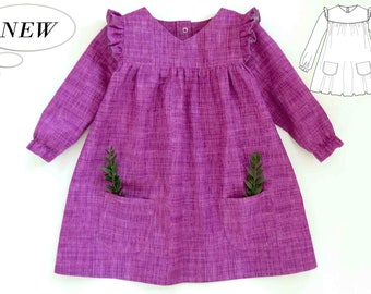 Dress pattern for baby girls, infants, toddler, newborn. Sewing PDF pattern for children. Sizes: 0 months to 6 years.