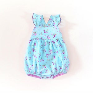 Baby romper pattern for girls and boys, toddlers. Sewing PDF shortie pattern for newborns, infants. 0m-4y