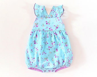 Baby romper pattern for girls and boys, toddlers. Sewing PDF shortie pattern for newborns, infants. 0m-4y