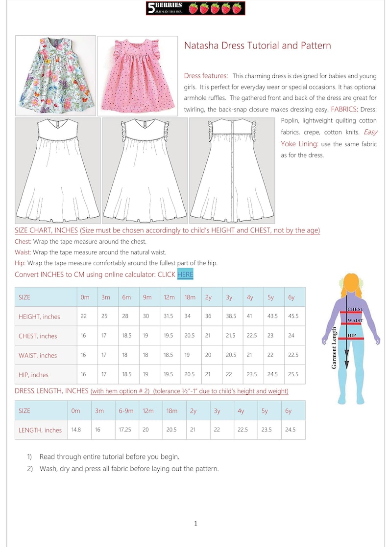 Natasha BABY DRESS PATTERN. Sewing pdf pattern for children, infant, toddler, little girls. Sizes are from 0 months to 6 years. image 3