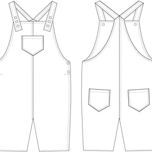 DUNGAREE PDF PATTERN, 3y-13y, for boys and girls. Overall shortall sewing pattern. 3y-13y image 5