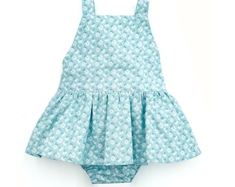 Baby romper sewing pattern for girls and boys.  PDF pattern for babies and toddlers.