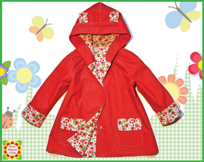 Coat pattern for toddler girls. Sewing PDF pattern for Etsy