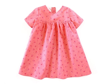 Dress pattern for baby girls, newborn and toddler.  Easy-to-make pdf sewing pattern for children. Sizes 0 months to 6 years.