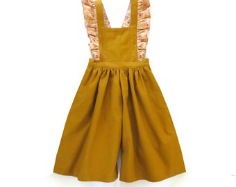 Girls overall sewing pattern, PDF. Melbourne culottes/skort/pinafore/romper pattern. 0m-13y