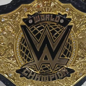 Handmade WWE Championship Replica Belt: 2mm Brass Plates, 52&quot; Leather Strap