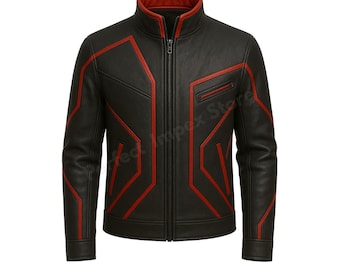 Cyberpunk Leather Jacket | Futuristic Steampunk Biker Coat