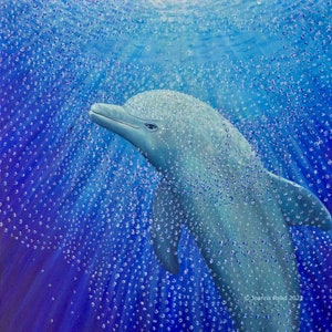 Dolphin Painting  Third Eye Chakra Art  Healing Ocean image 1