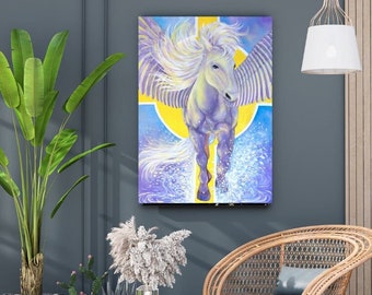 Winged Pegasus Wall Art, Pegasus Canvas Print, Alchemical Art