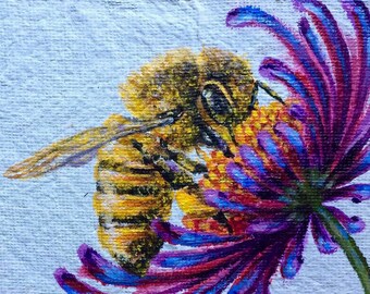 Impression sur toile abeilles - Art mural floral pollinisateur