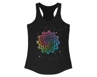 Rainbow Butterfly Mandala Constellations Women's Racerback Tank