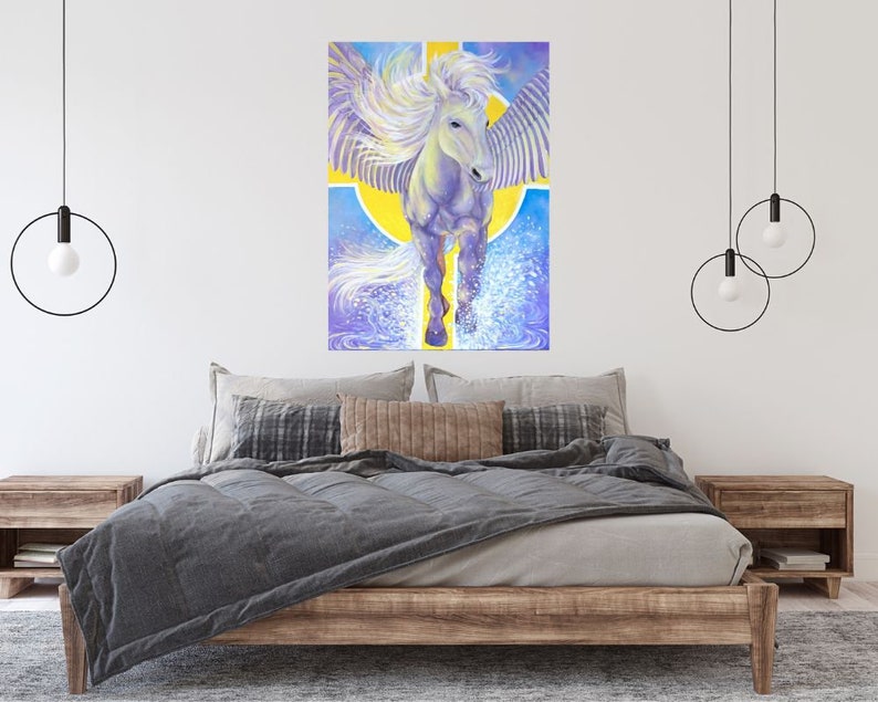 Pegasus Spirit Guide Archival Paper Print, Mystical Mythic Wall Art image 3