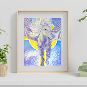 Pegasus Spirit Guide Archival Paper Print, Mystical Mythic Wall Art image 4