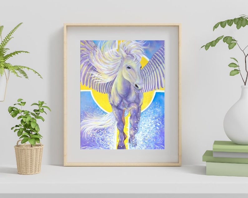 Pegasus Spirit Guide Archival Paper Print, Mystical Mythic Wall Art image 4