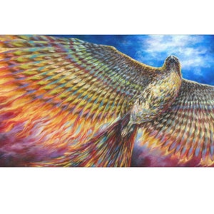 Red Tailed Hawk Turned Phoenix, Rainbow Phoenix, Rebirth and Renewal Symbol image 3