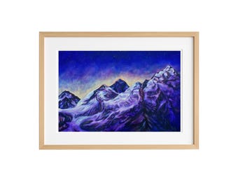 Stampa su tela con alba sul Monte Everest: arte delle montagne himalayane