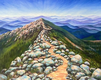 Franconia Ridge sur le mont Lafayette, impression sur papier d'archives - paysage de montagnes blanches, NH, art de paysage de montagne