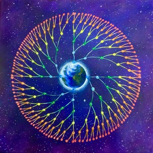 Stampa su carta mandala di guarigione cosmica, opera d'arte di sette generazioni, portale ancestrale, arte dell'ascensione