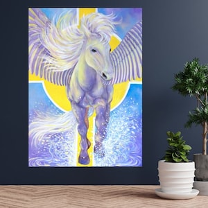 Pegasus Spirit Guide Archival Paper Print, Mystical Mythic Wall Art image 1