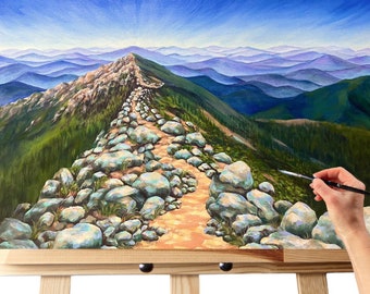 Art original de la montagne du sentier des Appalaches, impression sur toile