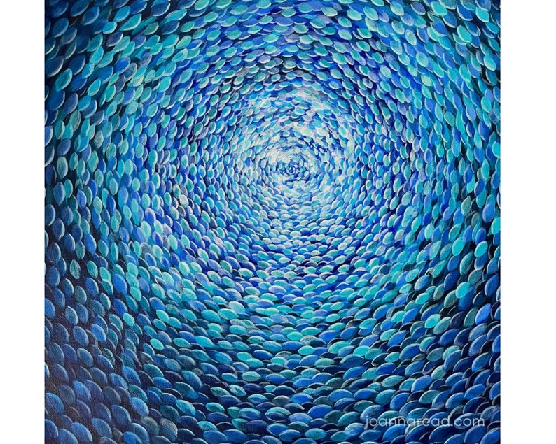 EMERGENCE School of Fish Canvas Print, Flow State Art Ocean Wall Art image 1