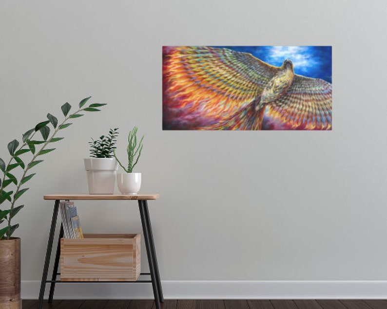 Red Tailed Hawk Turned Phoenix, Rainbow Phoenix, Rebirth and Renewal Symbol image 5