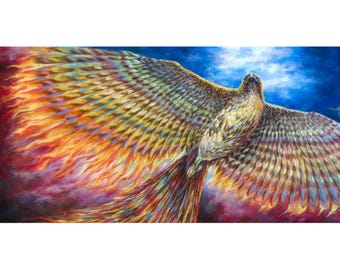 Red Tailed Hawk Turned Phoenix, Rainbow Phoenix, Rebirth and Renewal Symbol