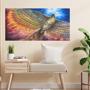 Red Tailed Hawk Turned Phoenix, Rainbow Phoenix, Rebirth and Renewal Symbol image 2