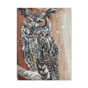 Great Horned Owl Canvas Print, Owl Wall Art, Nature Inspired Art Prints
