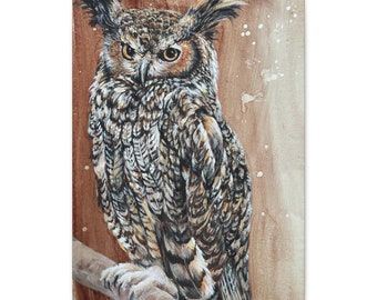 Great Horned Owl Art Print, Owl Wall Art, Nature Inspired Art Prints