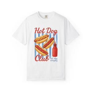 Hot Dog Club Unisex T-shirt, Food Lover Tee, Graphic Print Shirt, Funny Fast Food Top, New York Apparel