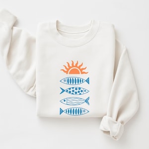 Sardines Sweatshirt, Italy Ocean Sweatshirt, Italian sweater, La Dolce Vita Clothing, Fish Sweatshirt, Summer Y2K Sweatshirt, Sardines