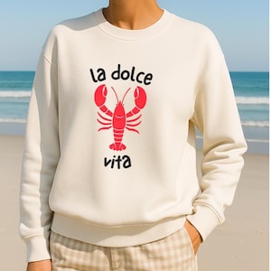 Lobster Sweatshirt La Dolce Vita Old Money Aesthetic Ocean Inspired Style Coastal Granddaughter Amalfi Coast Summer Sweater Y2K