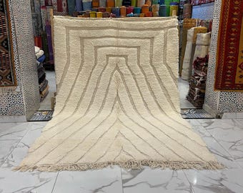 Fabulous Moroccan Rug, Wool Berber Rug, Authentic Moroccan Rug, Moroccan Area Rug, Moroccan Shaggy Rug, Black and White Rug, Beni Ourian Rug