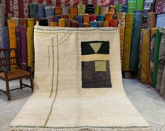 Fabulous Moroccan Rug, Wool Berber Rug, Authentic Moroccan Rug, Moroccan Area Rug, Moroccan Shaggy Rug, Black and White Rug, Beni Ourian Rug