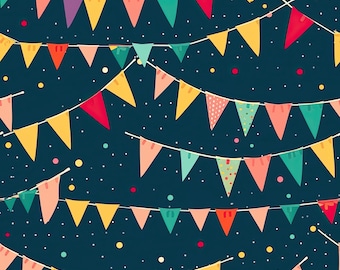 arty Bunting Flag Fabric, Soft 100% Cotton for Kids Clothes, DIY Sewing, Quilting,Sold By Half Yard