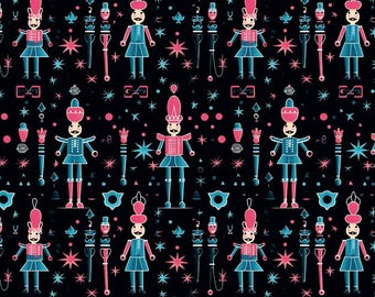 Neon Nussknacker Muster Baumwollstoff, weich 100% Baumwolle für Kinderkleidung, DIY Nähen, Quilten, verkauft von einem halben Hof