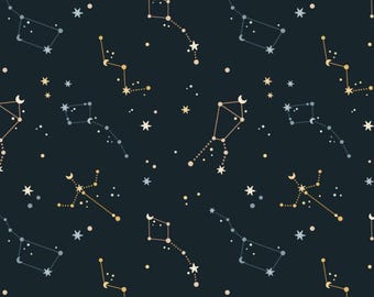 Universe Stars Constellation Pattern Soft 100% Cotton for Kids Clothes, DIY Sewing, Quilting,Sold By Half Yard
