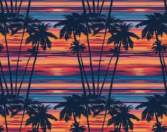 Summer sunset beach pure cotton fabric ,Soft 100% Cotton for Kids Clothes, DIY Sewing, Quilting,Sold By Half Yard