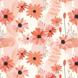 Tessuto di cotone con motivo floreale a margherite rosa, morbido cotone al 100% per abbigliamento per bambini, cucito fai da te, trapuntatura, venduto a mezzo metro.