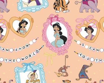 Princess Theme Cotton Fabric - Cute Cartoon Castle Print Sewing Material for Dressmaking, Quilting
