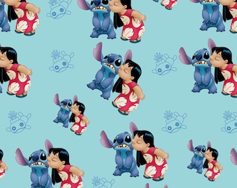 Dr&stitch Lilo 626 Cartoon Cotton Fabric,Soft 100% Cotton for Kids Clothes, DIY Sewing, Quilting,Sold By Half Yard